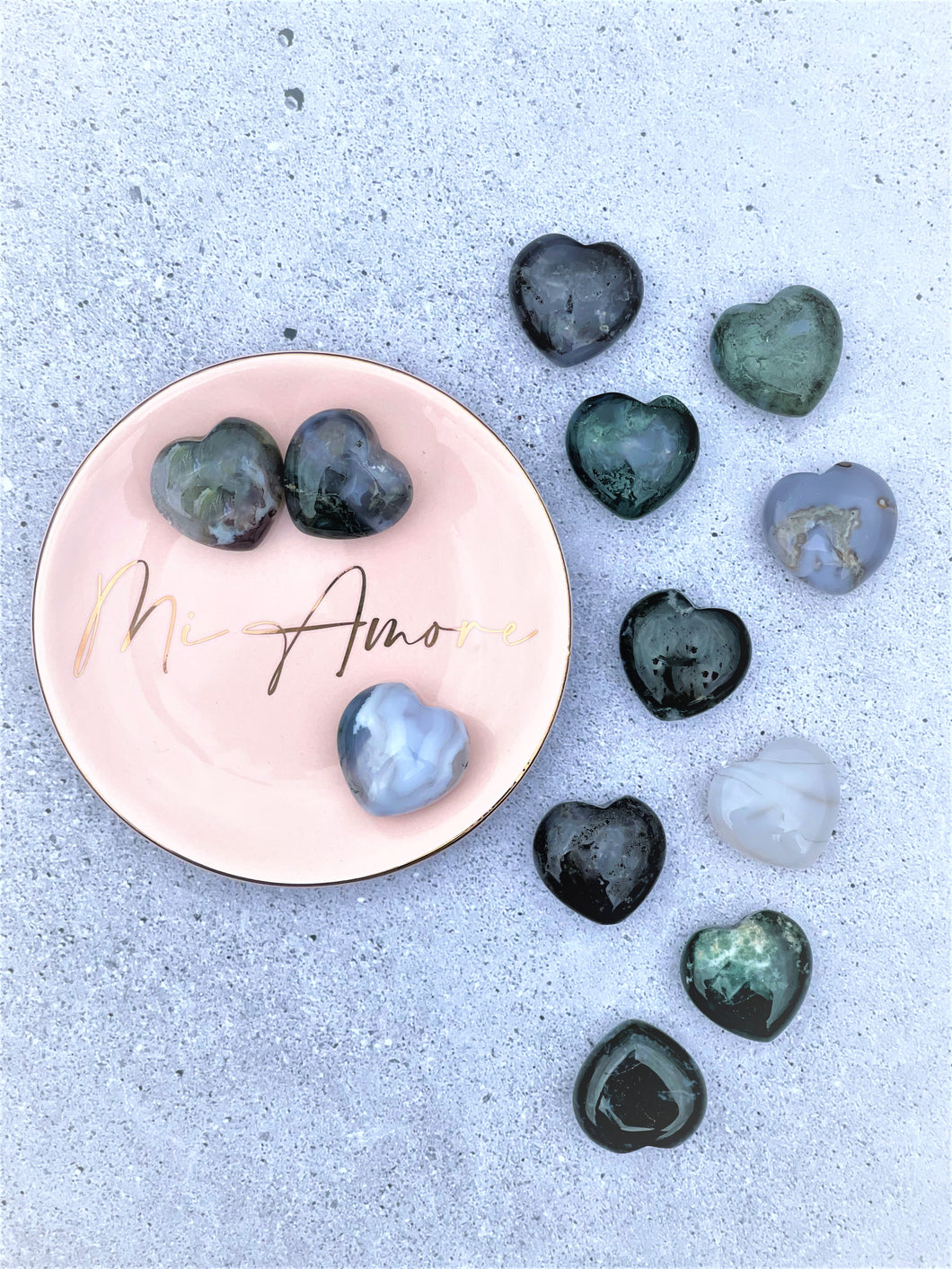 Moss Agate Hearts - Intuitively Selected