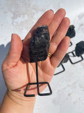 Load image into Gallery viewer, Mini Black Tourmaline Rough on Stand - Intuitively Selected
