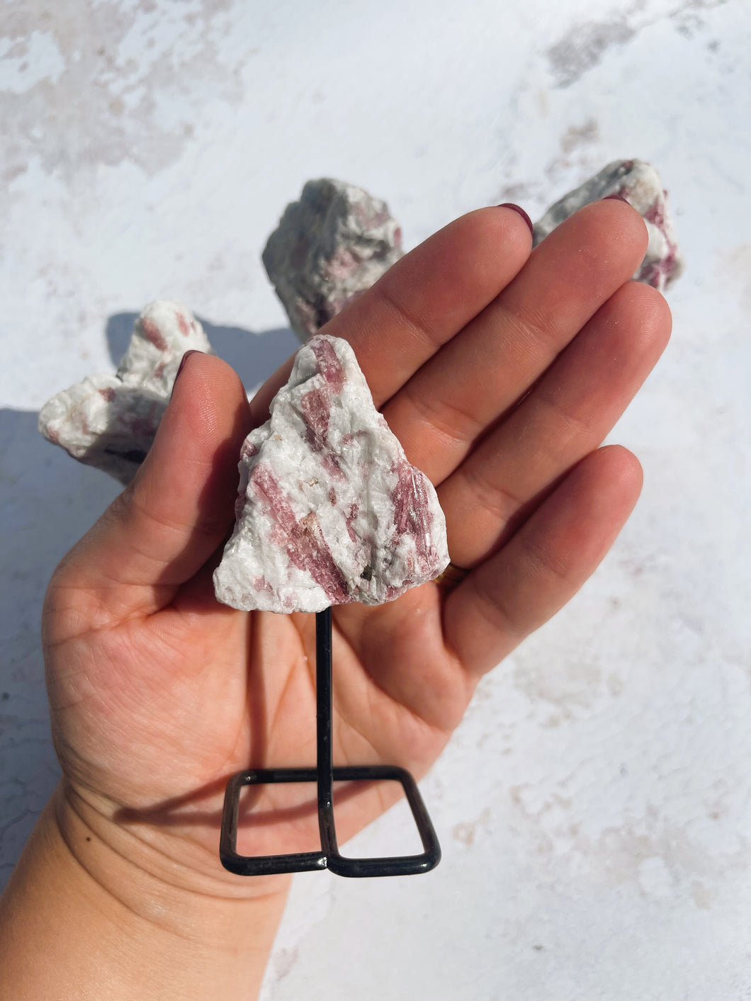 Mini Pink Tourmaline Rough on Stand - Intuitively Selected